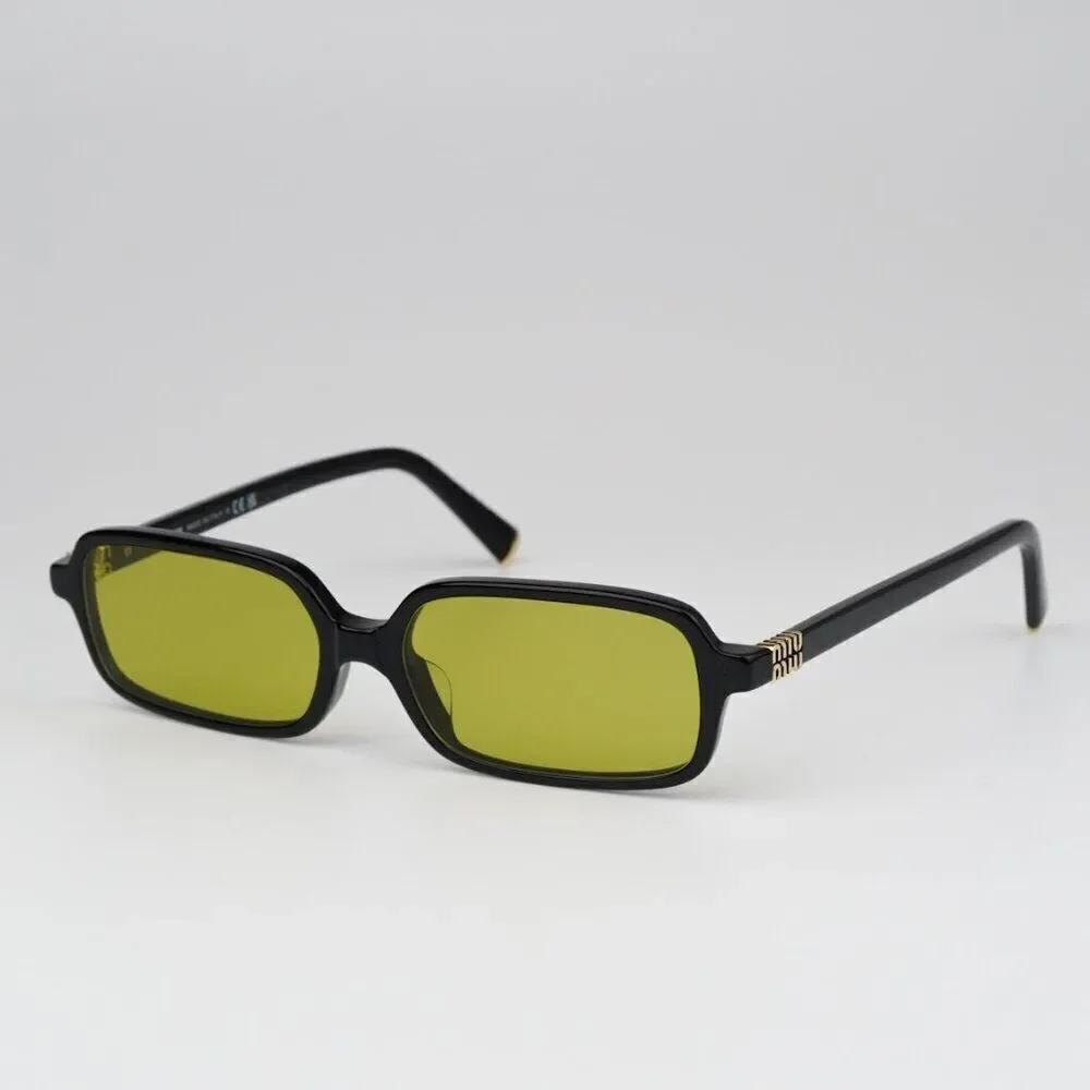NEW Miu Miu MU11ZSF 16K07O Black Olive Green Rectangle Unisex Sunglasses